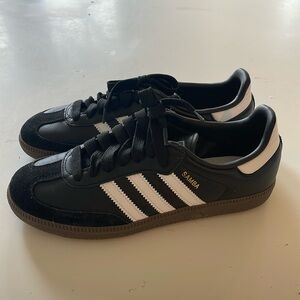 Black adidas samba with brown bottom youth size 5.5 or women’s 7.5
